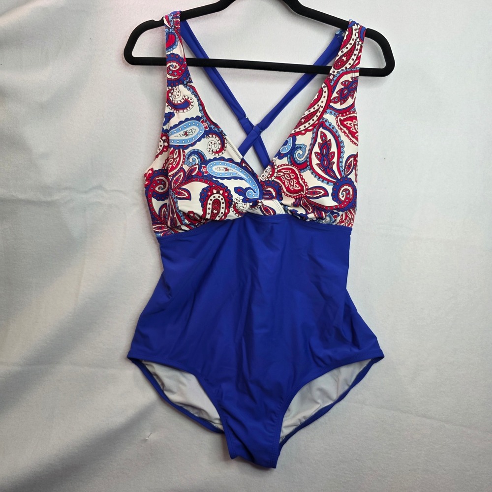 Catalina Womens Patriotic Paisley One Piece Swimsuit Plus Size 18W-20W CA1133X
